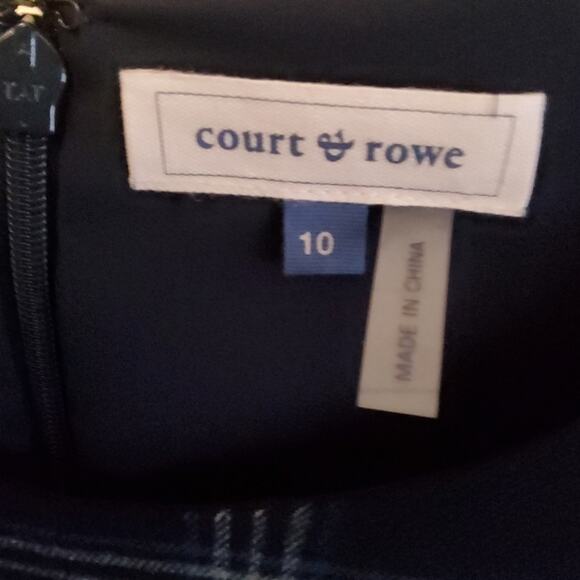 Court & Rowe Women's Soft Asymmetrical Belted Midi A-Line Dress Navy Blue Plaid - Picture 10 of 11